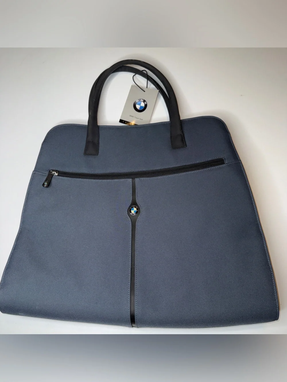 BMW Slate Blue Laptop Tote with Front Zip and Badge